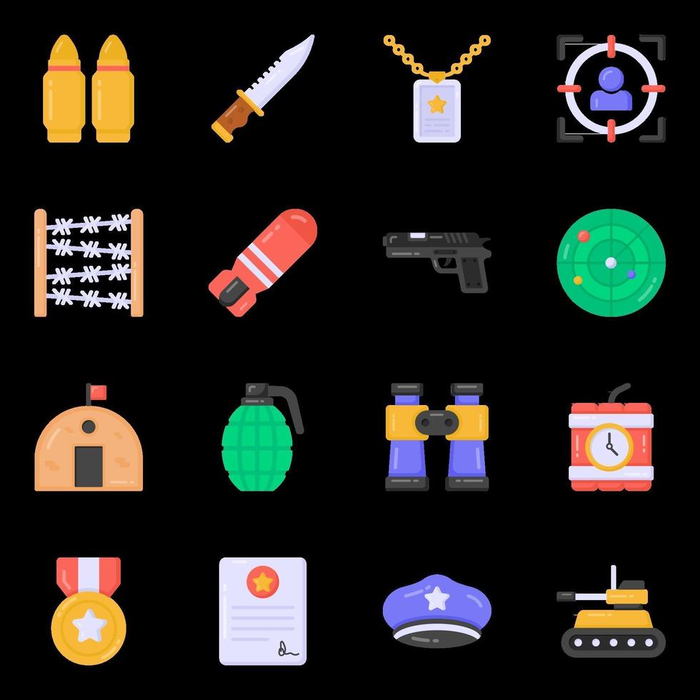 iconos militares y de guerra vector