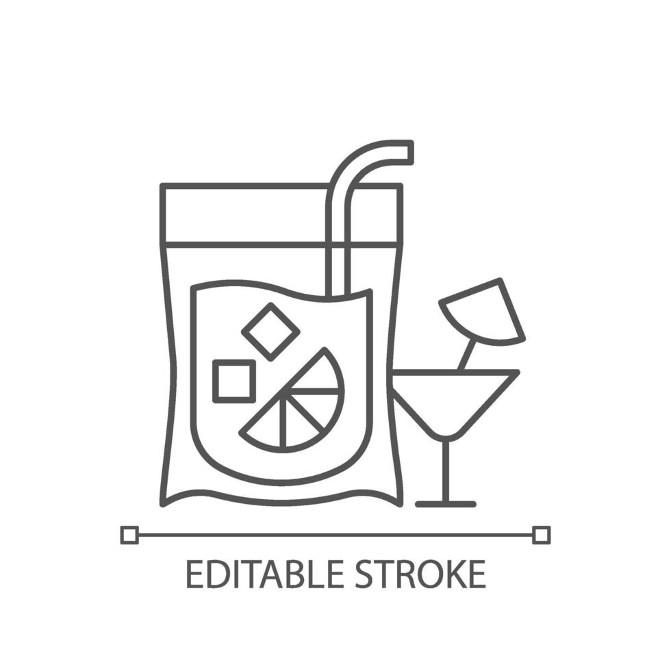 Cocktail to go linear icon vector