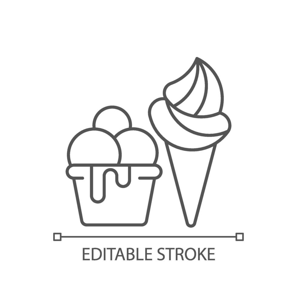 Ice cream to go linear icon vector