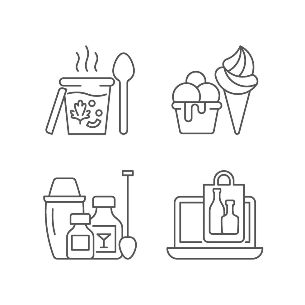 Takeaway and delivery option linear icons set vector