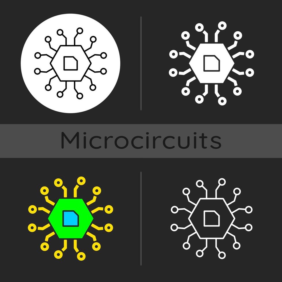 icono de tema oscuro de componentes de computadora vector