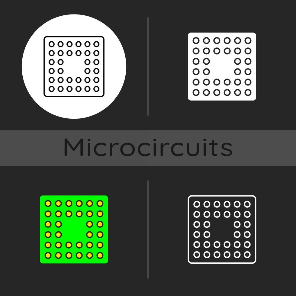 icono de tema oscuro de socket de cpu vector