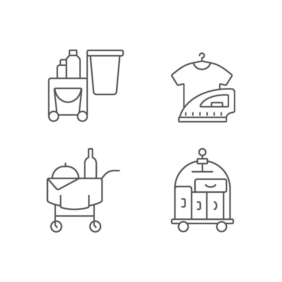 Hotel services linear icons set vector