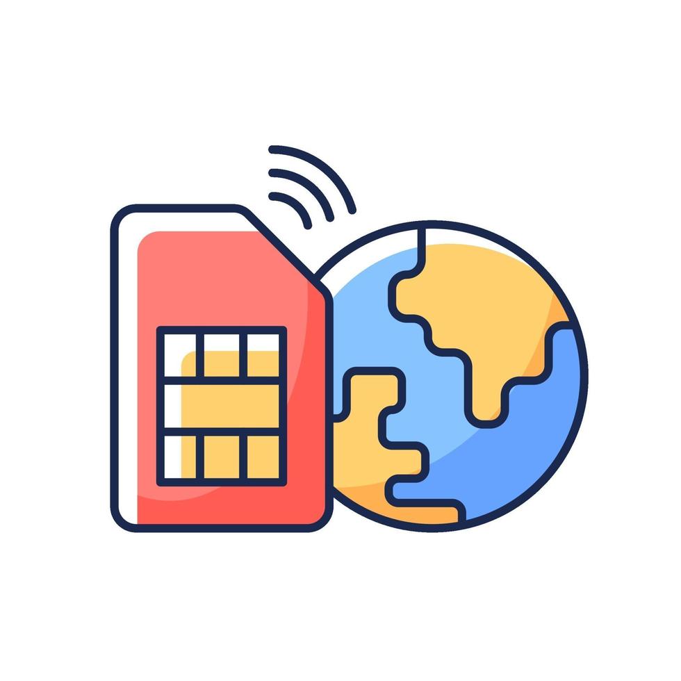 Global SIM card RGB color icon vector