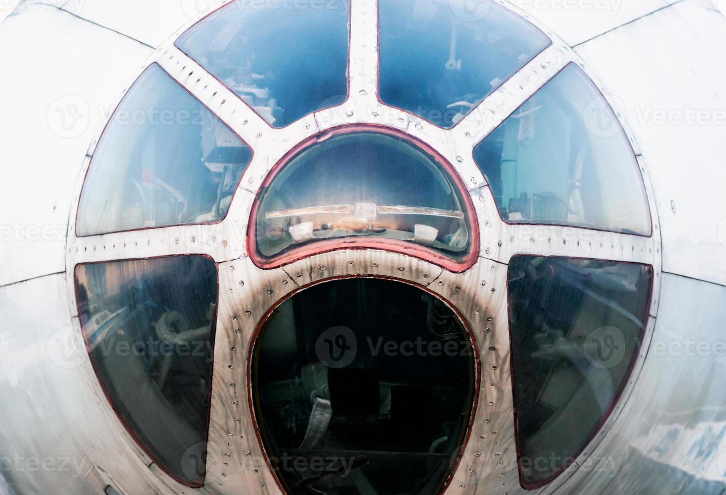 Cockpit of an old airplane close up photo