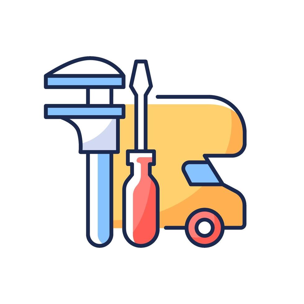 RV maintenance RGB color icon vector