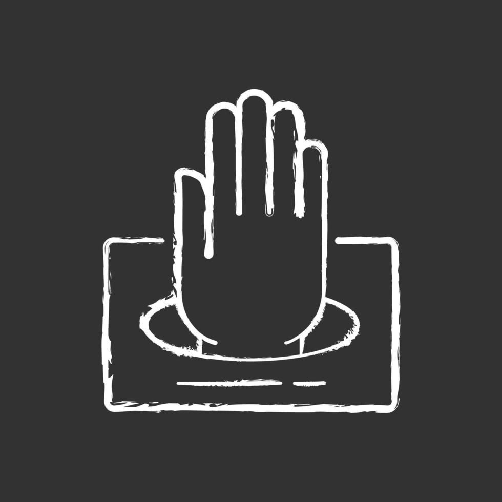 Gloves in box chalk white icon on black background vector