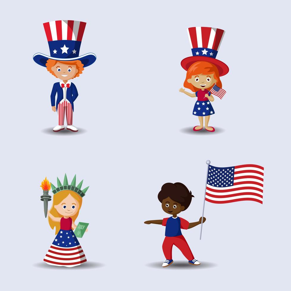 4th Of July Character Set vector