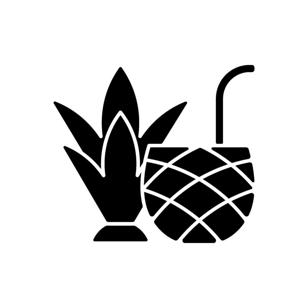 Pina colada black glyph icon vector