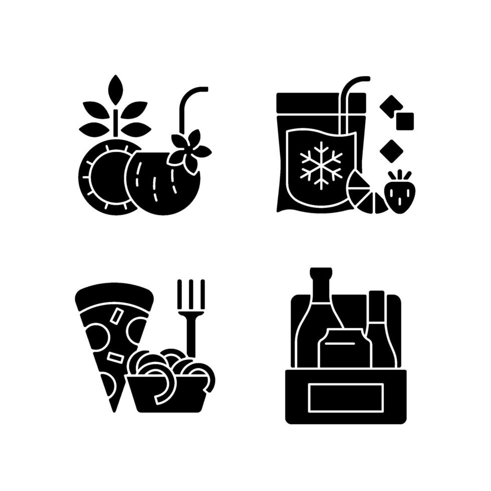 Pickup and delivery option black glyph icons set on white space vector