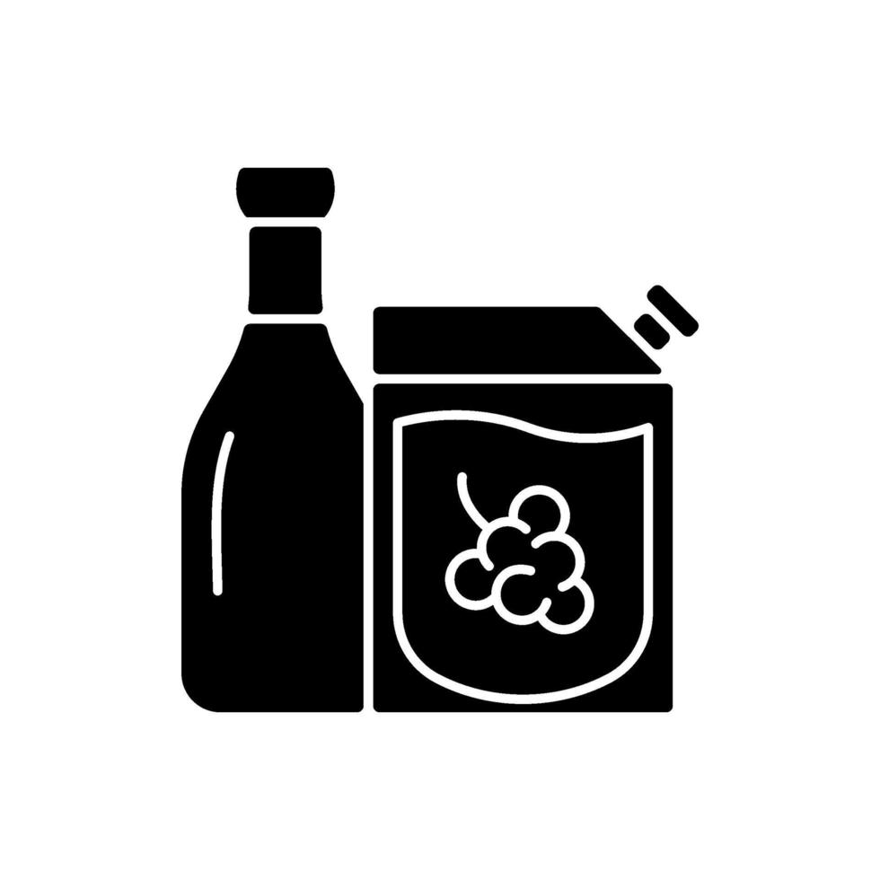 vino para llevar icono de glifo negro vector