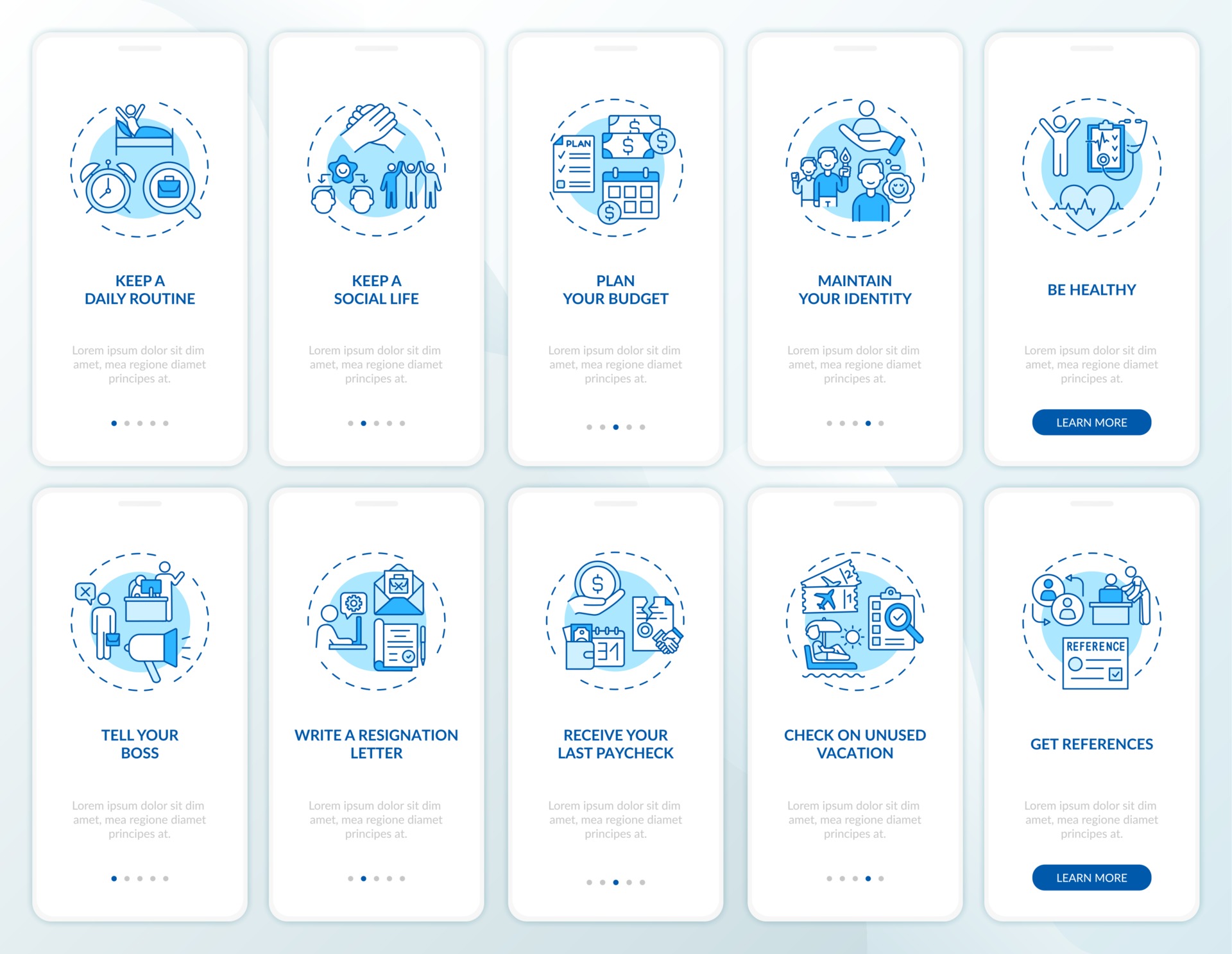 Job Transition Onboarding Mobile App Page Screen Set With Concepts Job Transition Onboarding Mobile App Page Screen Set With Concepts