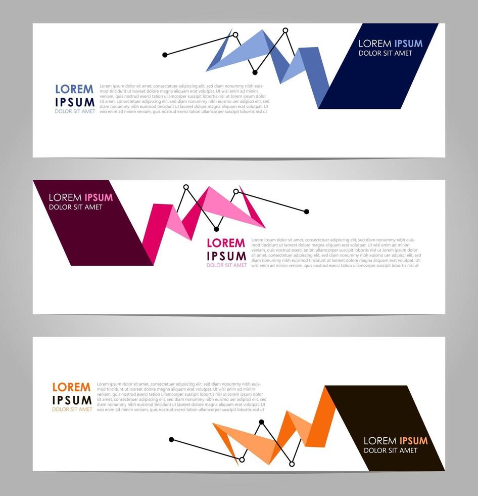 Business Set 3 vector abstract banner design template