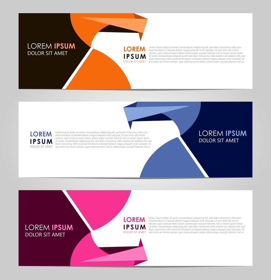 Business Set 3 vector abstract banner design template