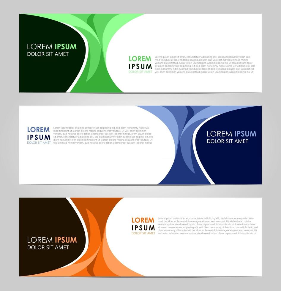 Business Set 3 vector abstract banner design template