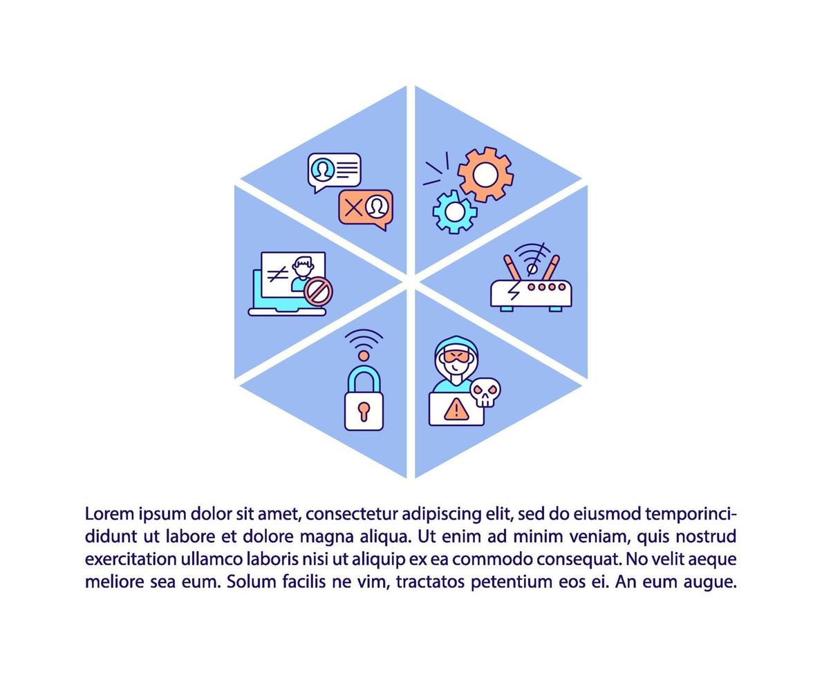 iconos de línea de concepto de barreras de adopción de internet con texto vector