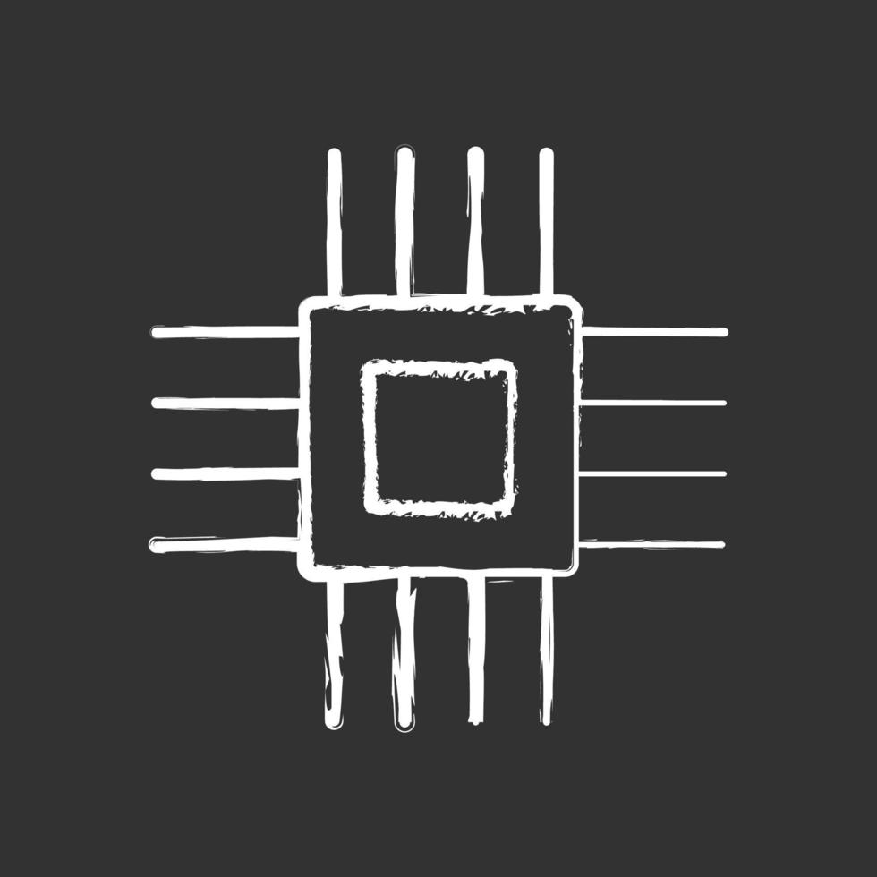 Micropartes electrónicas icono de tiza blanca sobre fondo negro vector