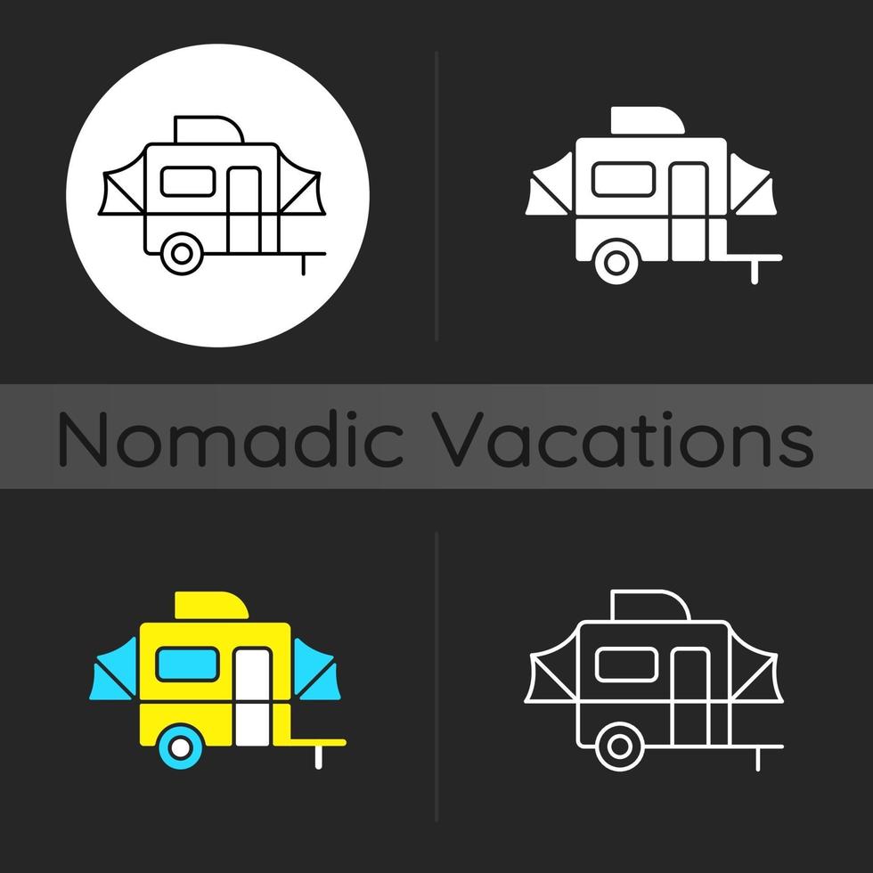 Pop up camper dark theme icon vector