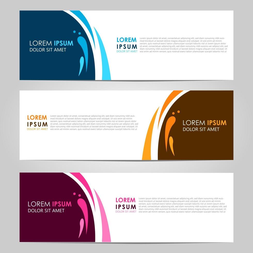 Business Set 3 vector abstract banner design template