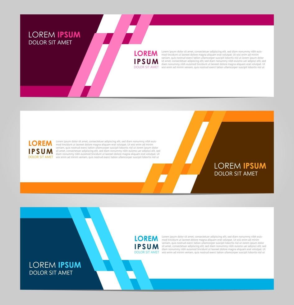 Business Set 3 vector abstract banner design template