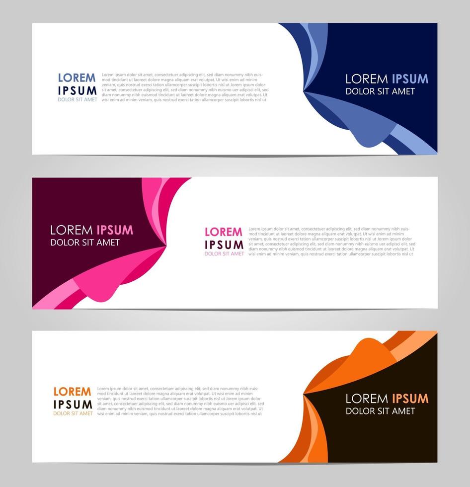 Business Set 3 vector abstract banner design template
