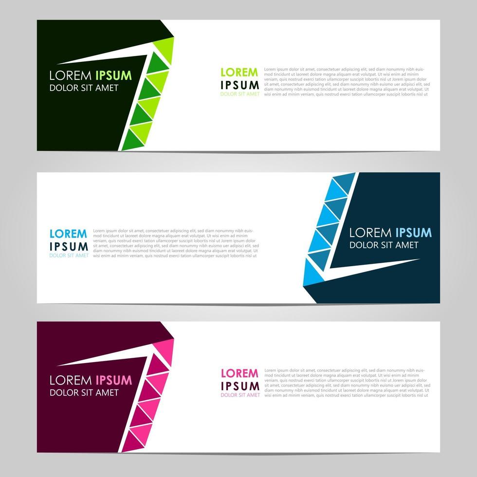 Business Set 3 vector abstract banner design template