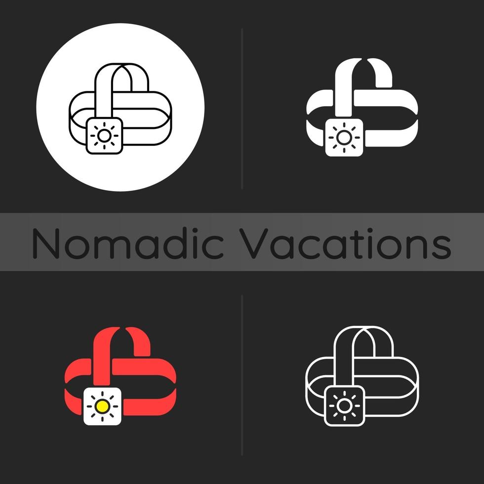 Travel headlamp dark theme icon vector