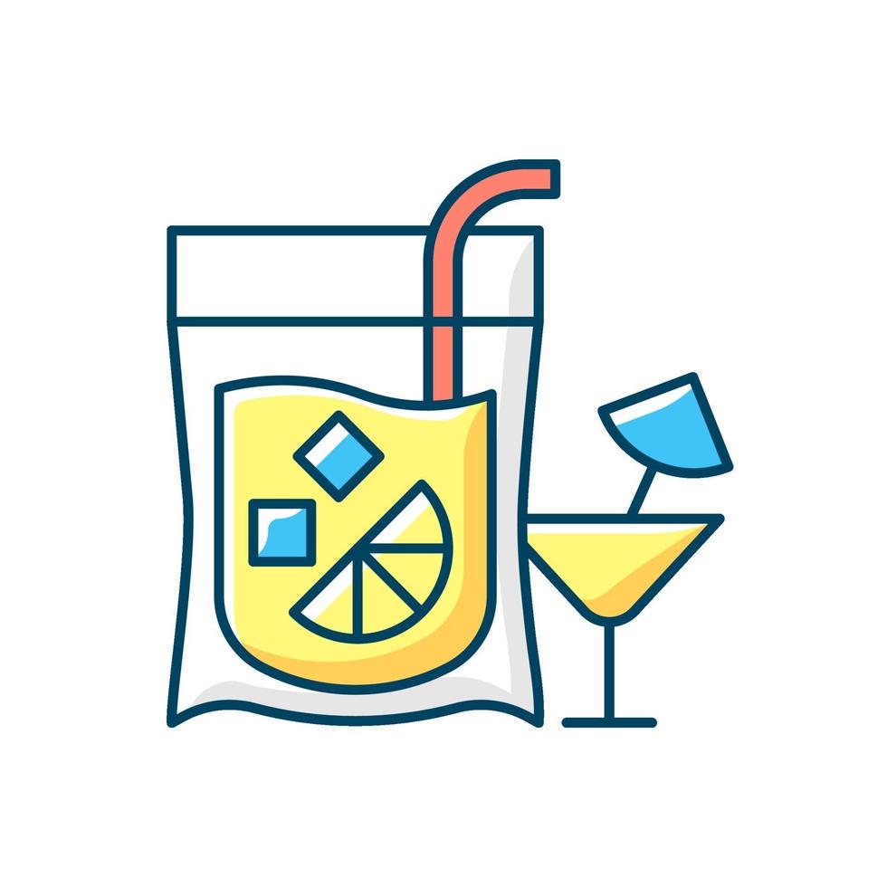 Cocktail to go RGB color icon vector