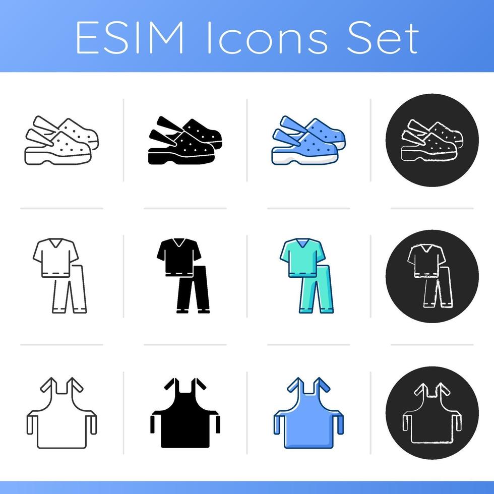 conjunto de iconos de uniforme médico desechable vector