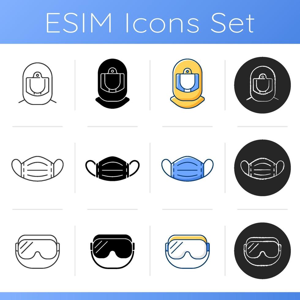 Medical PPE icons set vector