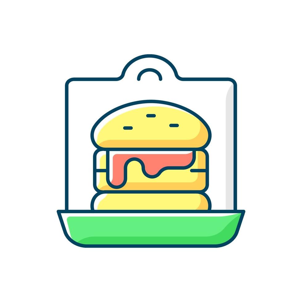 sándwiches para llevar y hamburguesas icono de color rgb vector