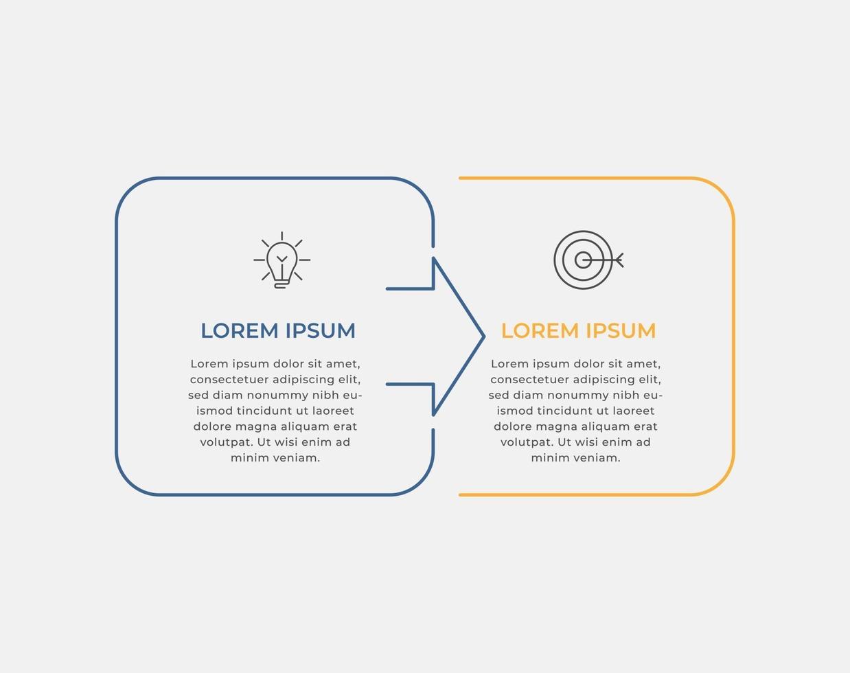 Minimal Business Infographics template Timeline with 2 steps options and marketing icons vector