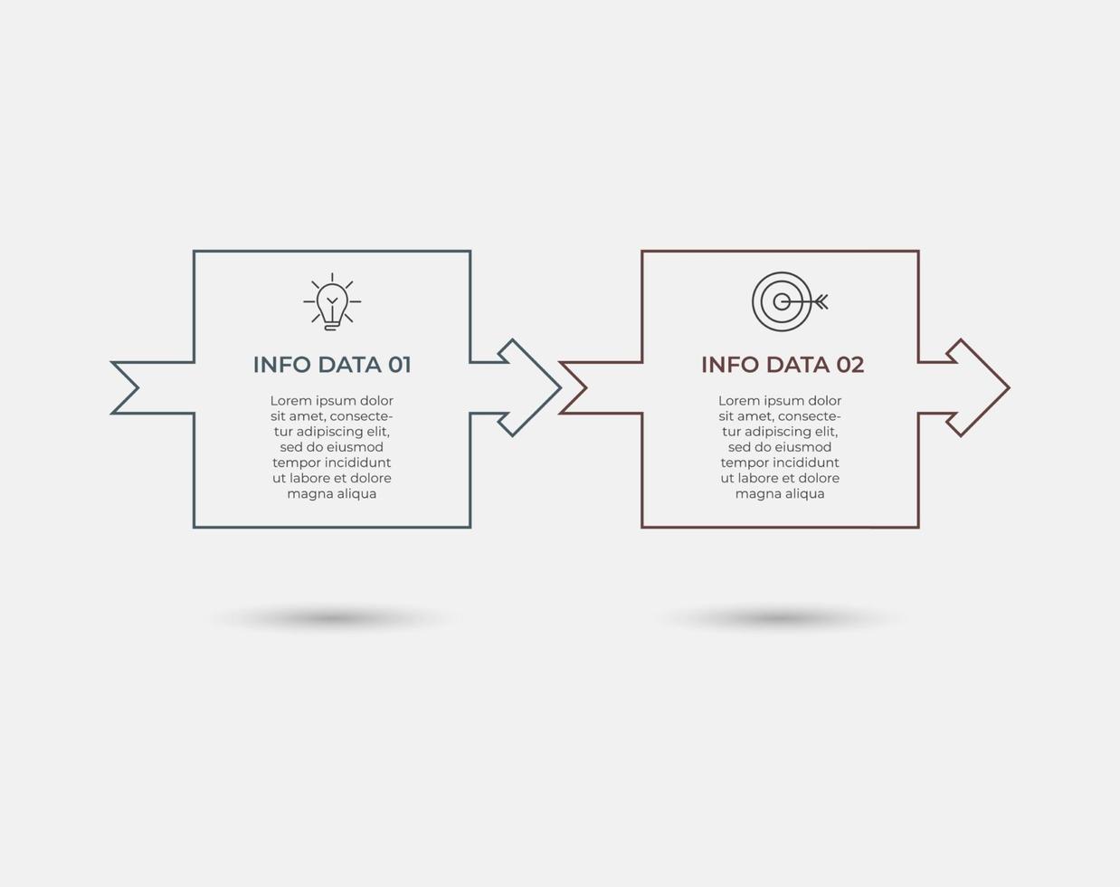 Minimal Business Infographics template Timeline with 2 steps options and marketing icons vector