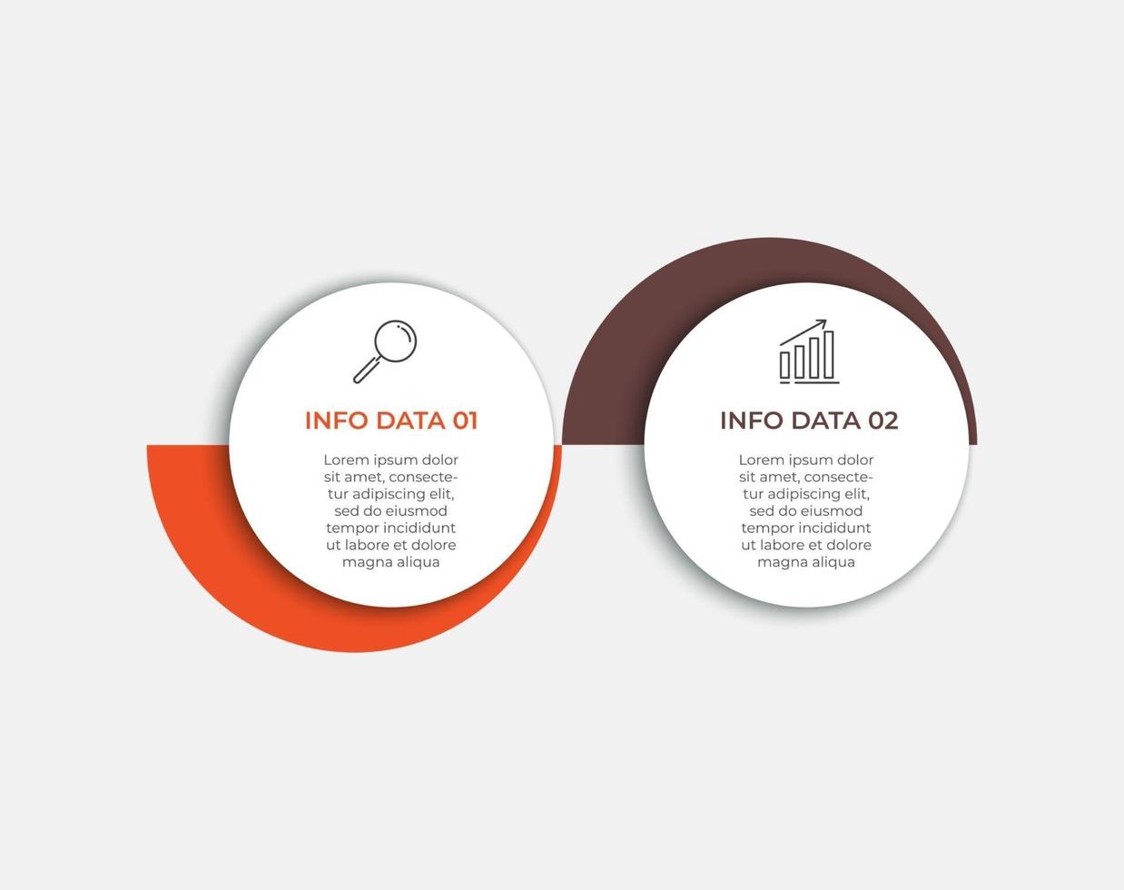 Línea de tiempo de plantilla de infografía empresarial mínima con opciones de 2 pasos e iconos de marketing vector