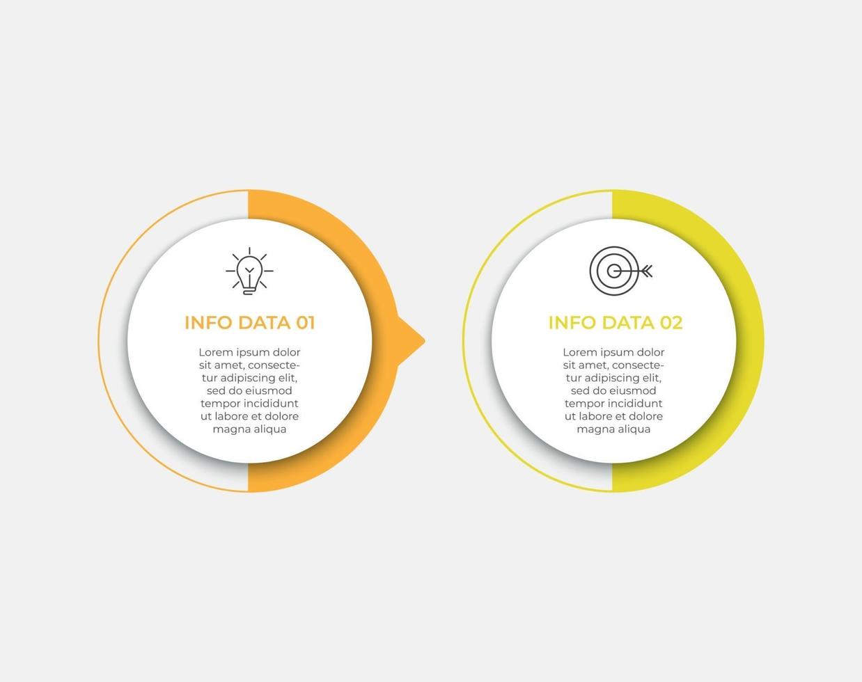 Minimal Business Infographics template Timeline with 2 steps options and marketing icons vector