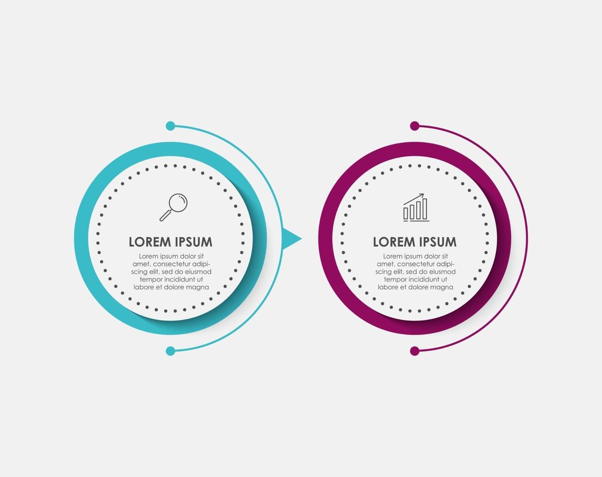 Minimal Business Infographics template Timeline with 2 steps options and marketing icons vector