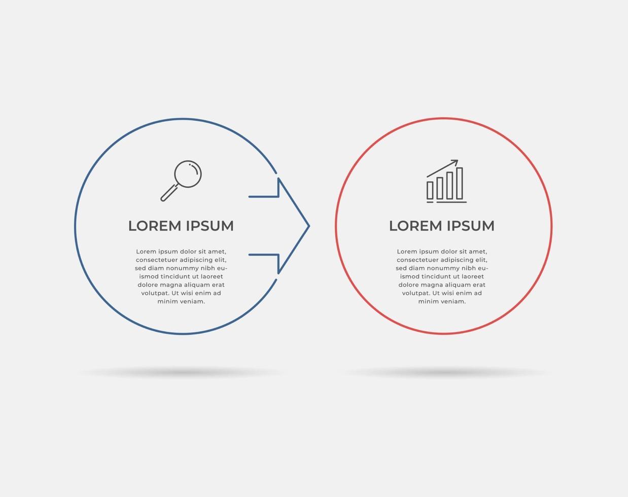 Minimal Business Infographics template Timeline with 2 steps options and marketing icons vector
