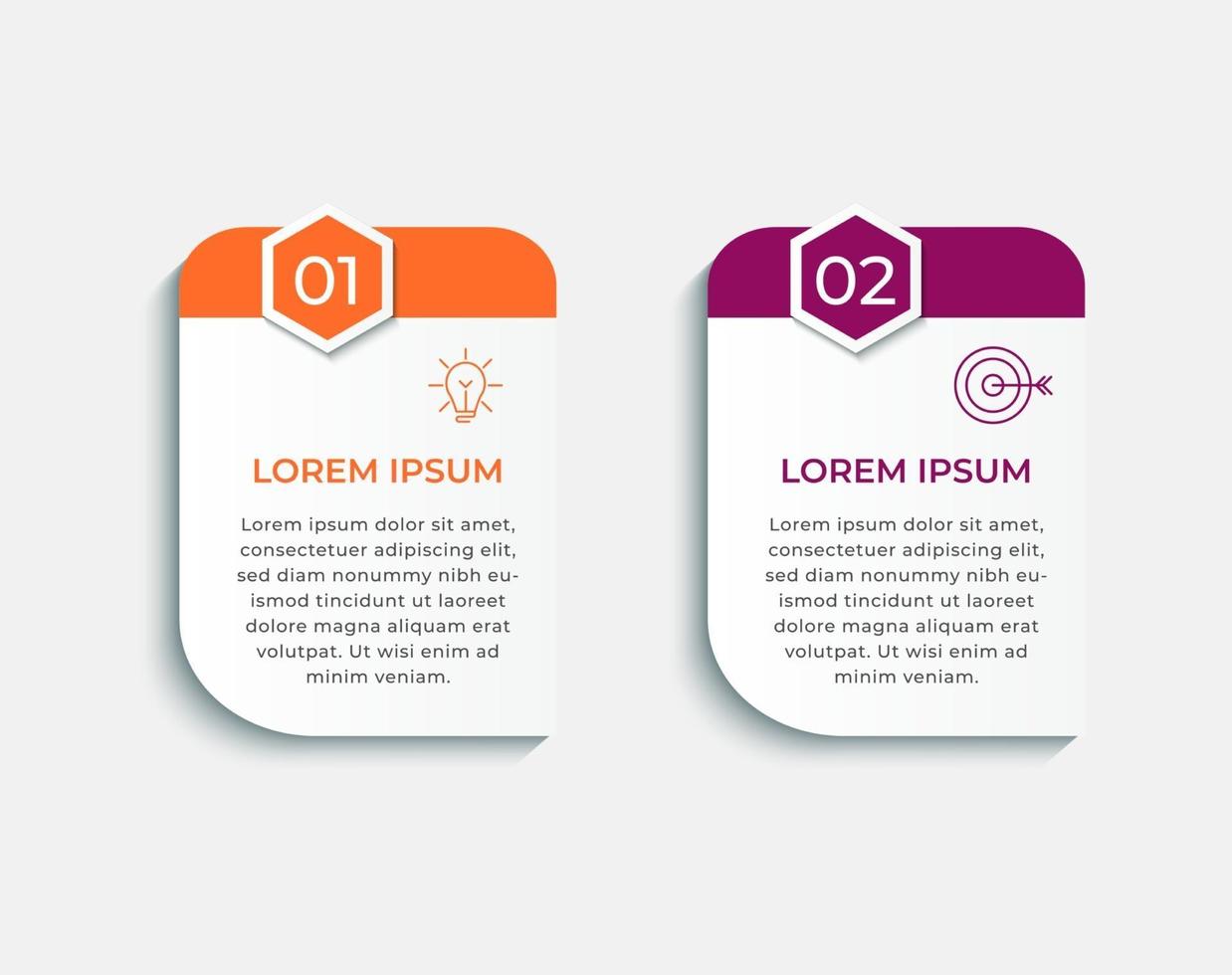 Minimal Business Infographics template Timeline with 2 steps options and marketing icons vector