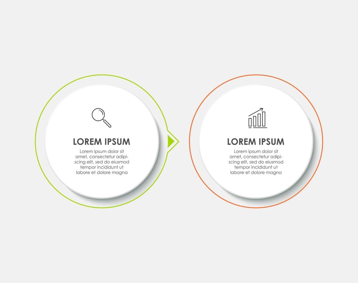 Minimal Business Infographics template Timeline with 2 steps options and marketing icons vector