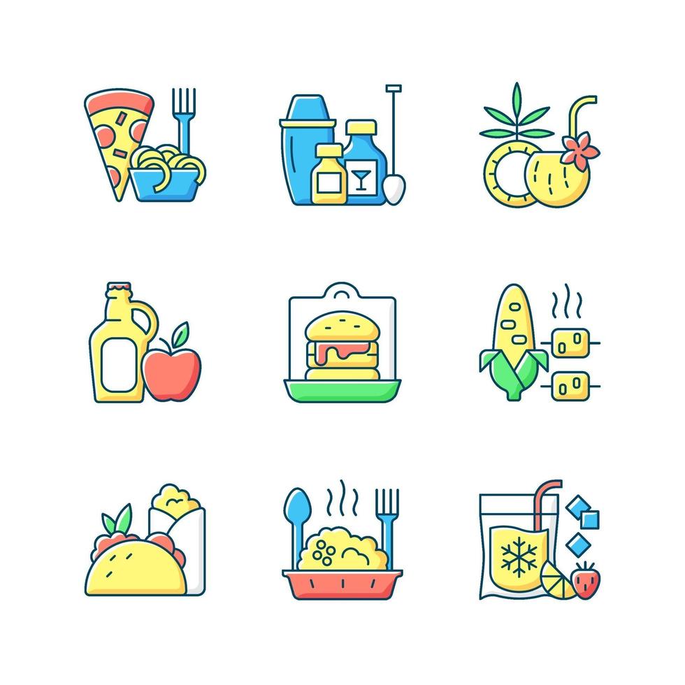 Pickup and delivery option RGB color icons set vector