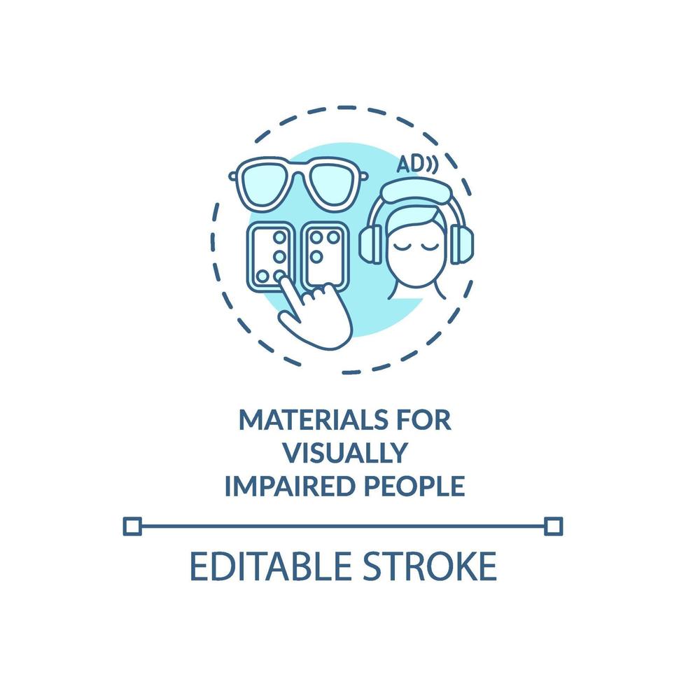 Materials for visually impaired people concept icon vector