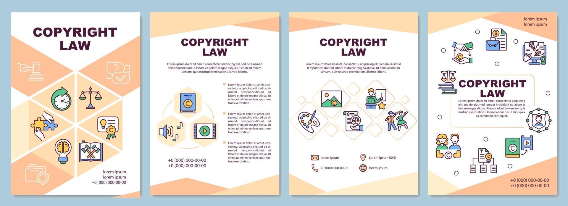 Copyright law brochure template vector