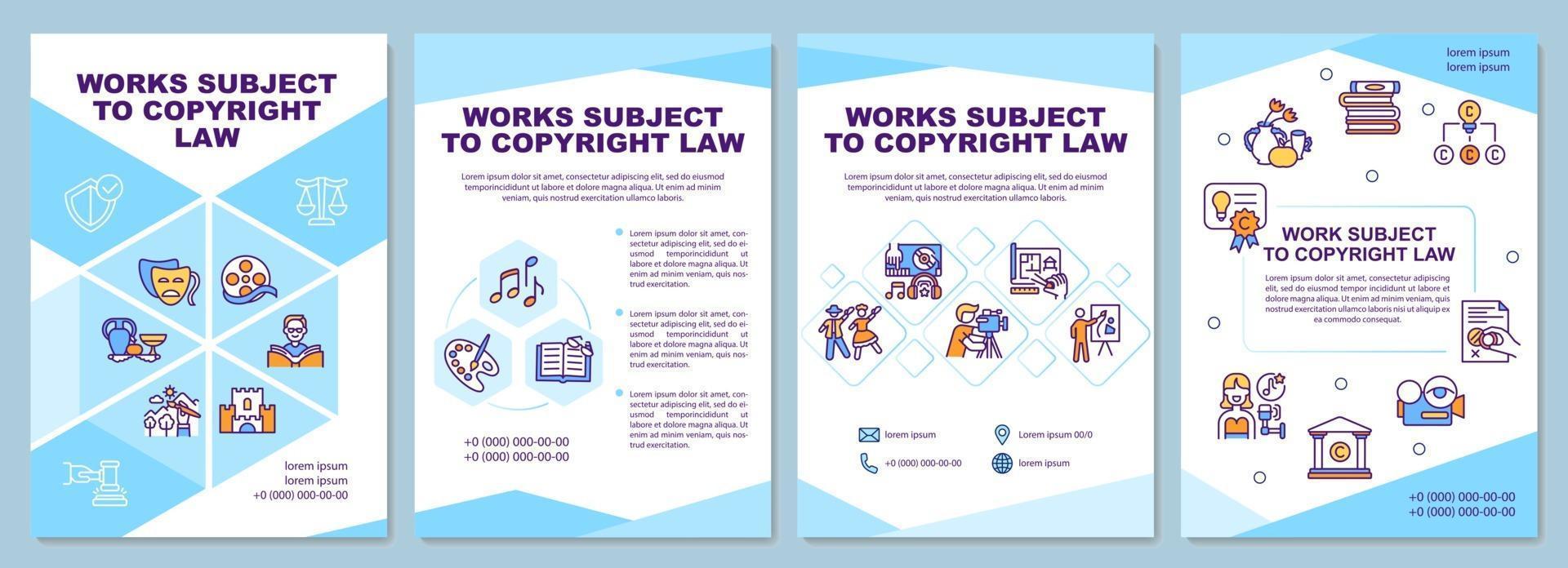 Plantilla de folleto de obras sujetas a la ley de derechos de autor vector