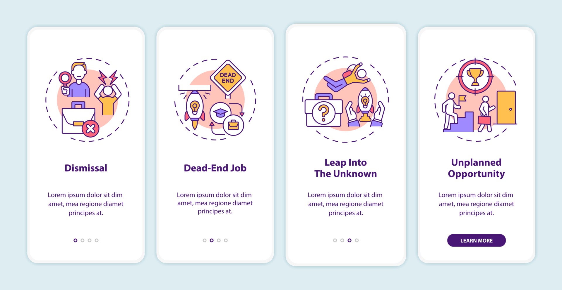 Job Transition Reasons Onboarding Mobile App Page Screen With Concepts Job Transition Reasons Onboarding Mobile App Page Screen With Concepts