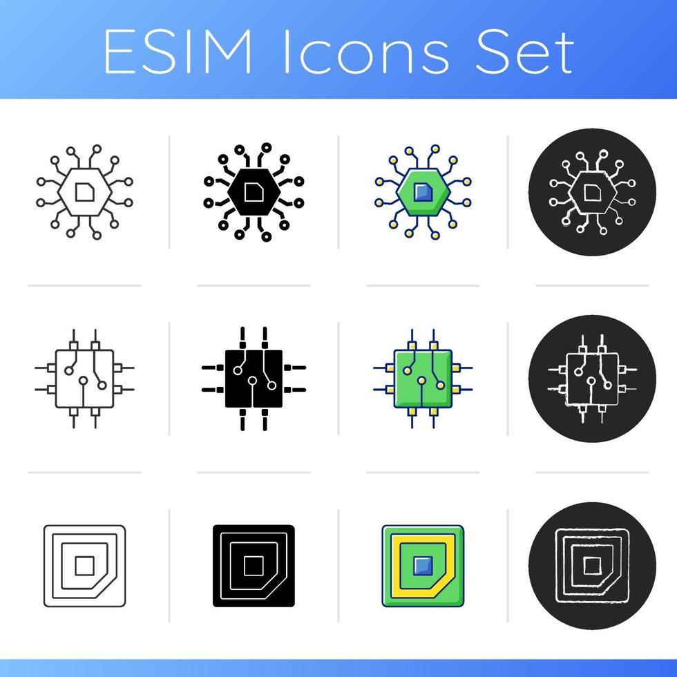 Microcircuits icons set vector