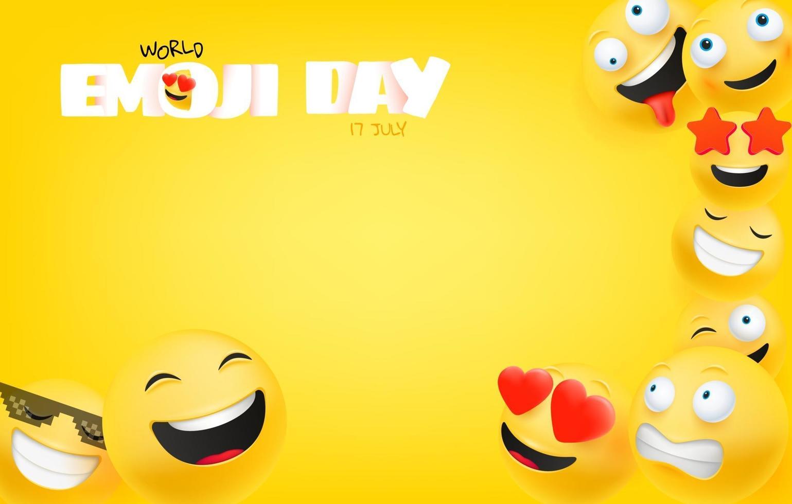 World emoji day greeting card with copy space vector