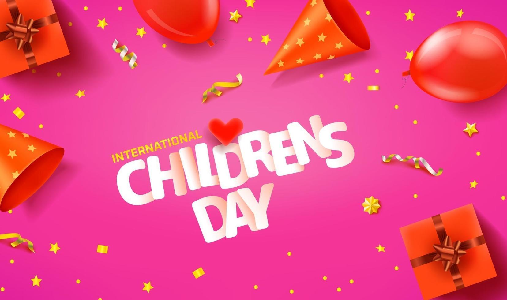 International Childrens day horizontal greeting banner vector