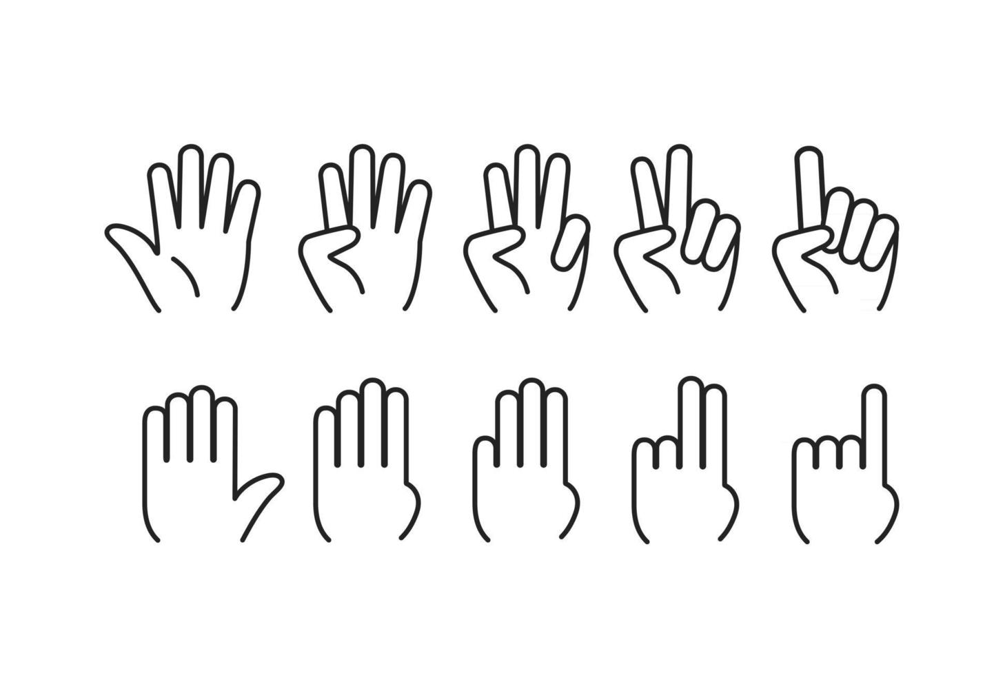 Human gestures silhouettes Count down vector clipart