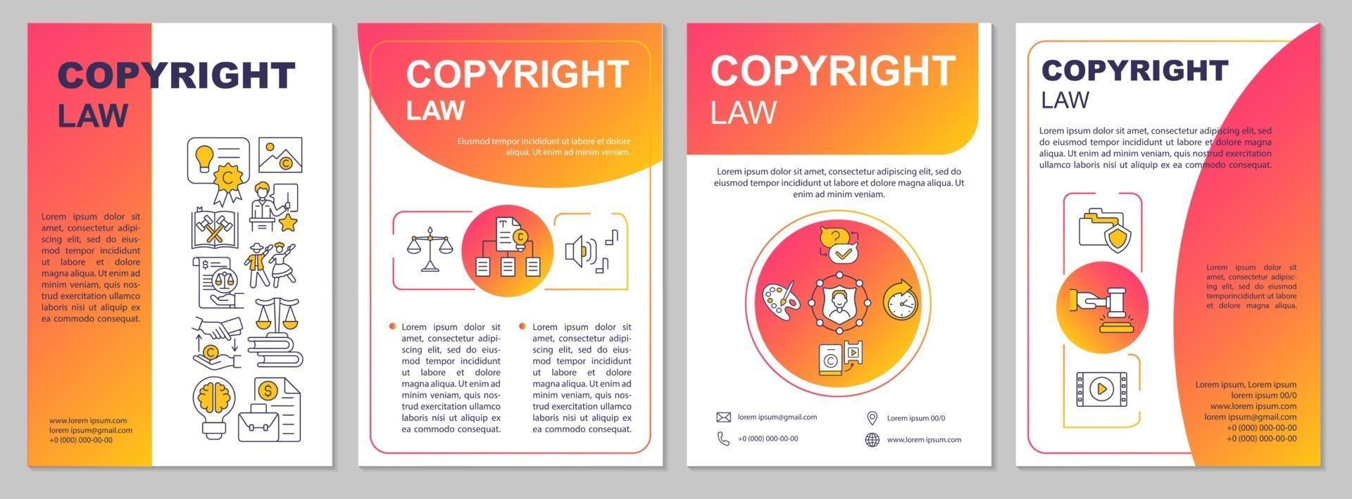 Copyright law brochure template vector