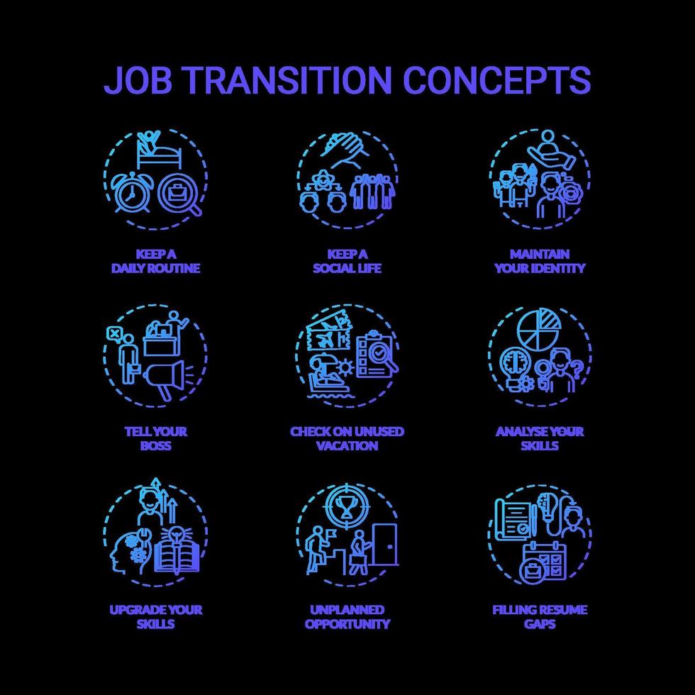 Job transition concept icons set vector